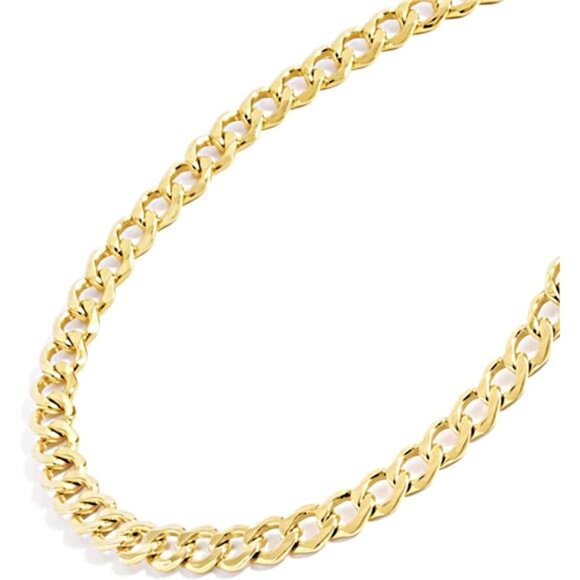 14K Solid Yellow Gold Filled Miami Cuban Curb Link Chain Necklaces